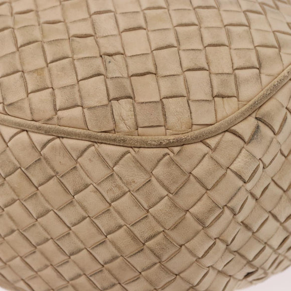 BOTTEGA VENETA INTRECCIATO Shoulder Bag Leather Ivory Gold Auth 190502