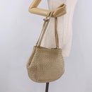 BOTTEGA VENETA INTRECCIATO Shoulder Bag Leather Ivory Gold Auth 190502-22