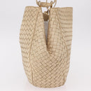 BOTTEGA VENETA INTRECCIATO Shoulder Bag Leather Ivory Gold Auth 190502-5
