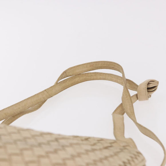 BOTTEGA VENETA INTRECCIATO Shoulder Bag Leather Ivory Gold Auth 190502