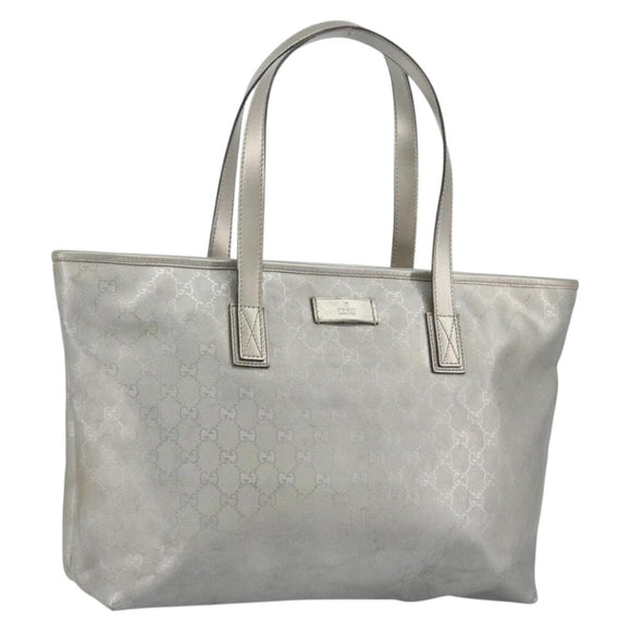 GUCCI GG implementation Tote Bag PVC Silver 211137 Auth 190504A