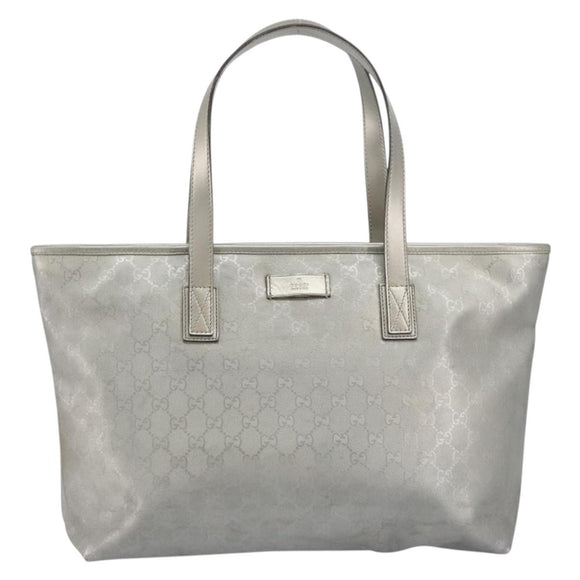 GUCCI GG implementation Tote Bag PVC Silver 211137 Auth 190504A