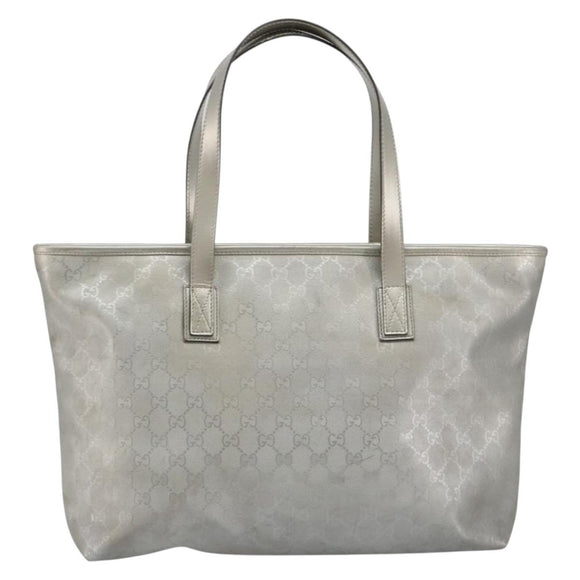 GUCCI GG implementation Tote Bag PVC Silver 211137 Auth 190504A