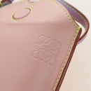 LOEWE Gate Bag Phone Holder Shoulder Bag Leather Pink Silver Auth 190506M-10