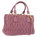 Miu Miu Matelasse Hand Bag Leather 2way Pink Gold Auth 190507A-1