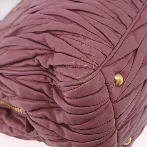 Miu Miu Matelasse Hand Bag Leather 2way Pink Gold Auth 190507A