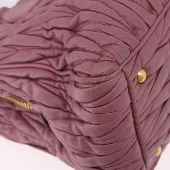 Miu Miu Matelasse Hand Bag Leather 2way Pink Gold Auth 190507A