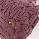 Miu Miu Matelasse Hand Bag Leather 2way Pink Gold Auth 190507A-10