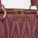 Miu Miu Matelasse Hand Bag Leather 2way Pink Gold Auth 190507A-18