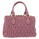 Miu Miu Matelasse Hand Bag Leather 2way Pink Gold Auth 190507A-13