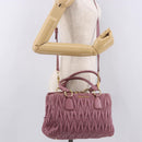 Miu Miu Matelasse Hand Bag Leather 2way Pink Gold Auth 190507A-29