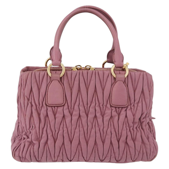 Miu Miu Matelasse Hand Bag Leather 2way Pink Gold Auth 190507A