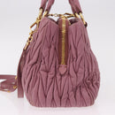 Miu Miu Matelasse Hand Bag Leather 2way Pink Gold Auth 190507A-3