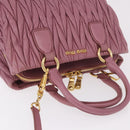 Miu Miu Matelasse Hand Bag Leather 2way Pink Gold Auth 190507A-6