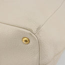 PRADA Hand Bag Vittero Dino Leather 2way White Gold Auth 190508A-9