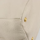 PRADA Hand Bag Vittero Dino Leather 2way White Gold Auth 190508A-14