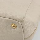 PRADA Hand Bag Vittero Dino Leather 2way White Gold Auth 190508A-15