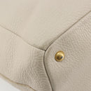 PRADA Hand Bag Vittero Dino Leather 2way White Gold Auth 190508A-16