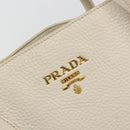 PRADA Hand Bag Vittero Dino Leather 2way White Gold Auth 190508A-17