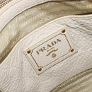 PRADA Hand Bag Vittero Dino Leather 2way White Gold Auth 190508A-18