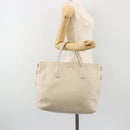 PRADA Hand Bag Vittero Dino Leather 2way White Gold Auth 190508A-24