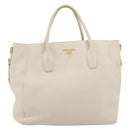 PRADA Hand Bag Vittero Dino Leather 2way White Gold Auth 190508A-13
