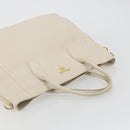 PRADA Hand Bag Vittero Dino Leather 2way White Gold Auth 190508A-6