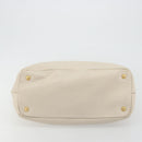 PRADA Hand Bag Vittero Dino Leather 2way White Gold Auth 190508A-5