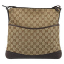 GUCCI GG Canvas Shoulder Bag Beige Silver 145857 Auth 190511A-13