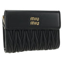 Miu Miu Matelasse Wallet Leather Black Gold Auth 190514M-1