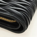 Miu Miu Matelasse Wallet Leather Black Gold Auth 190514M-15