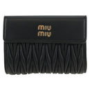 Miu Miu Matelasse Wallet Leather Black Gold Auth 190514M-13