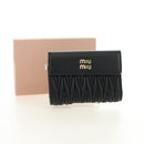 Miu Miu Matelasse Wallet Leather Black Gold Auth 190514M-12