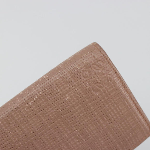 LOEWE Card Case Leather Pink Gold Auth 190520A