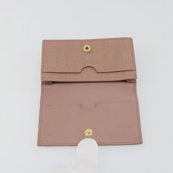 LOEWE Card Case Leather Pink Gold Auth 190520A