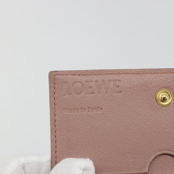 LOEWE Card Case Leather Pink Gold Auth 190520A