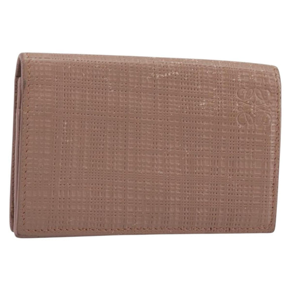 LOEWE Card Case Leather Pink Gold Auth 190520A