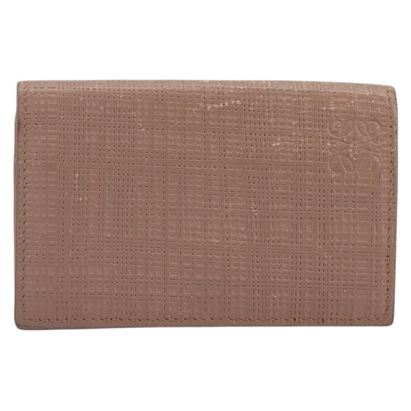 LOEWE Card Case Leather Pink Gold Auth 190520A