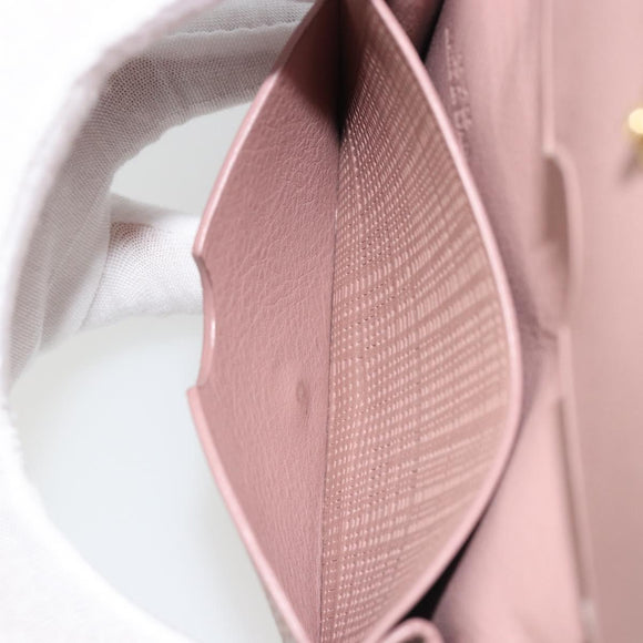 LOEWE Card Case Leather Pink Gold Auth 190520A