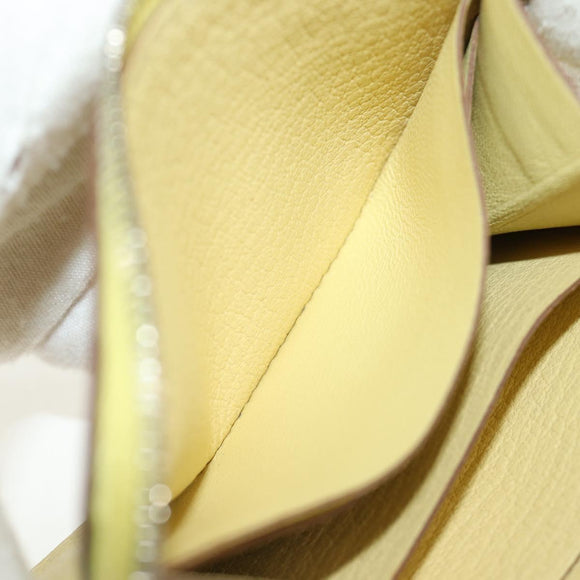 HERMES Coin Purse Taurillon Clemence Leather Yellow Auth 190522M