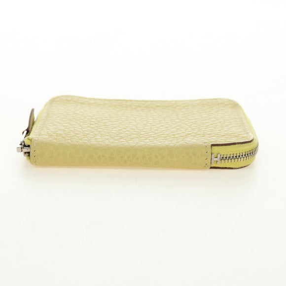 HERMES Coin Purse Taurillon Clemence Leather Yellow Auth 190522M