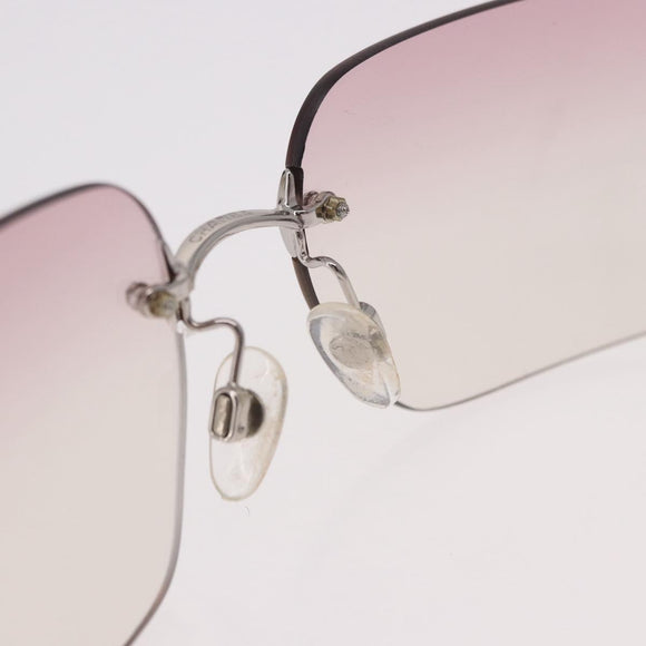 CHANEL COCO Mark Rimless Sunglasses Metal Purple Silver CC Auth 190524M