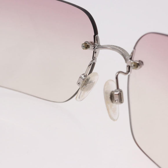 CHANEL COCO Mark Rimless Sunglasses Metal Purple Silver CC Auth 190524M