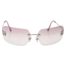 CHANEL COCO Mark Rimless Sunglasses Metal Purple Silver CC Auth 190524M-13