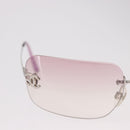 CHANEL COCO Mark Rimless Sunglasses Metal Purple Silver CC Auth 190524M-3