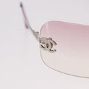 CHANEL COCO Mark Rimless Sunglasses Metal Purple Silver CC Auth 190524M-4