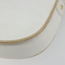 CELINE Horse Carriage Shoulder Bag Leather White Gold Auth 190525A-16