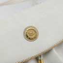 CELINE Horse Carriage Shoulder Bag Leather White Gold Auth 190525A-18