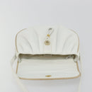 CELINE Horse Carriage Shoulder Bag Leather White Gold Auth 190525A-9
