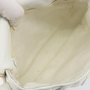 CELINE Horse Carriage Shoulder Bag Leather White Gold Auth 190525A-10